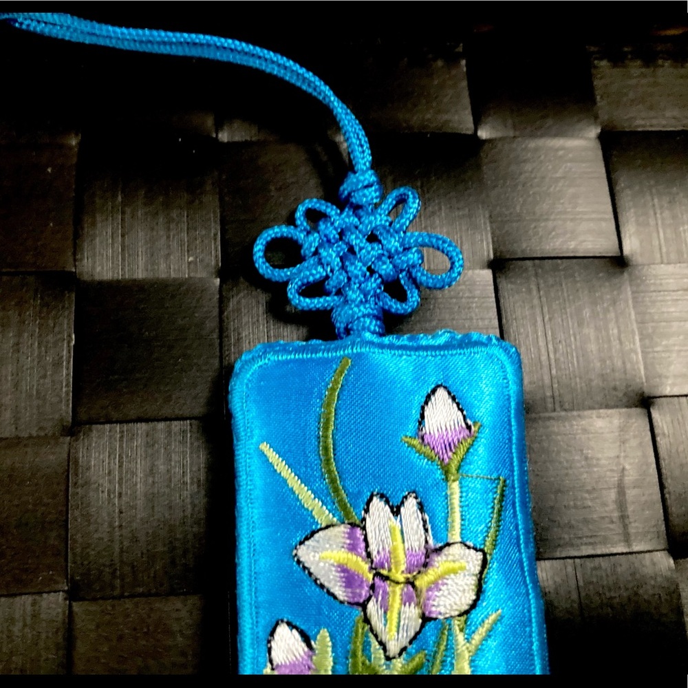 Chinese Blessings Ornament | Good Luck Knots | Embroidered Flowers | Feng Shui